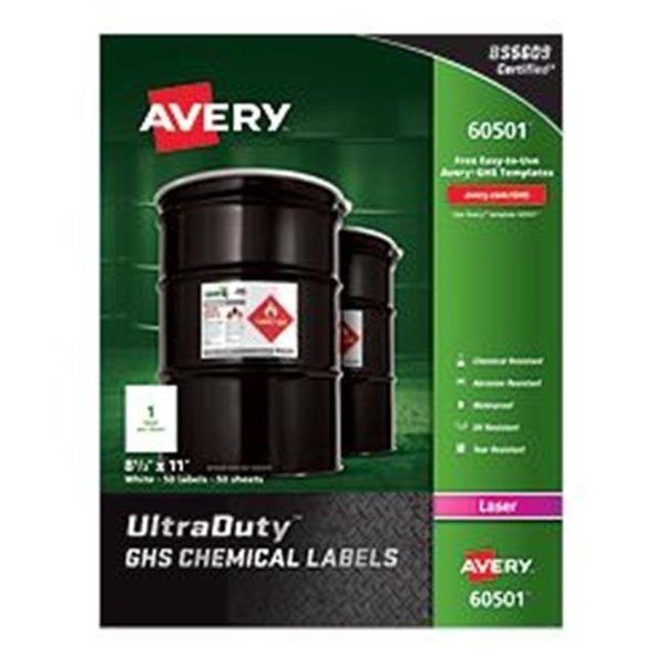 Avery Dennison Avery-Dennison 60501 UltraDuty GHS Chemical Labels; White - 8.5 x 11 in. 60501